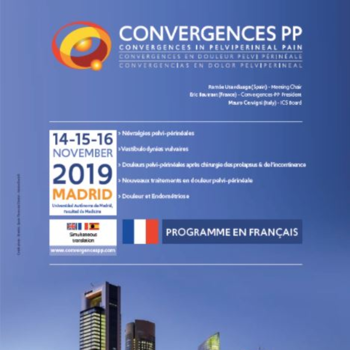 Congrès Convergences in Pelviperineal Pain 2019 en Espagne Présidé par le Dr E. Bautrant 1